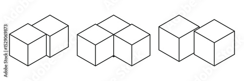 cube icon symbol with three blocks. cubic building icon, three sugar cubes icon - block chain logo icon for website design and mobile, app icon. Eps 10.