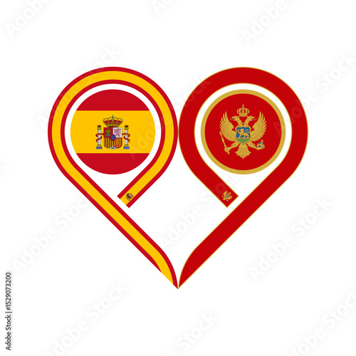 friendship concept. heart symbol icon of spain and montenegro flags. vector illustration isolated on white background Free Download friendship concept. heart symbol icon of spain and montenegro flags. vector illustration isolated on white background - GFXLoad