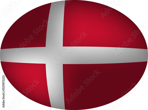 Denmark Flag Vector Art - Dannebrog Oval Design