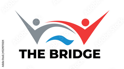 Abstract logo representing two people building a bridge