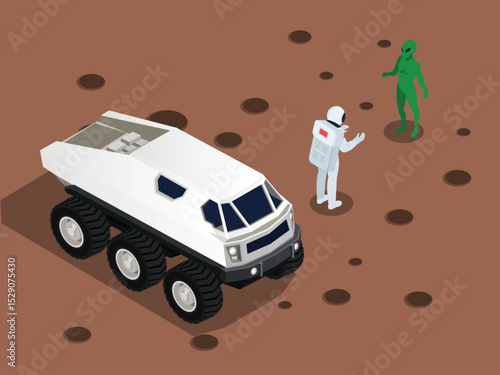  Martian Landing: Astronaut Encountering Alien on Mars