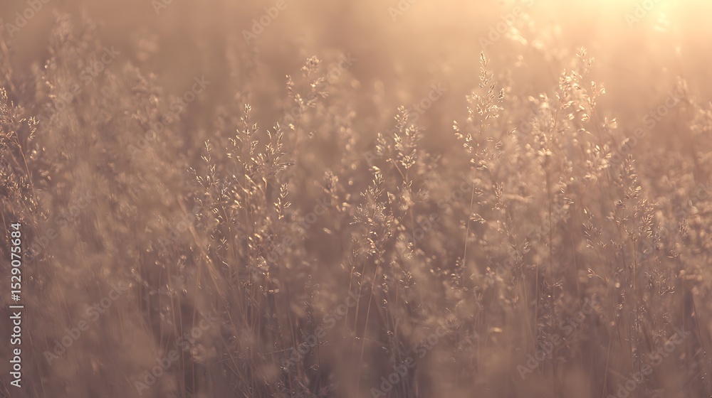 Obraz premium Golden hour light on meadow grasses