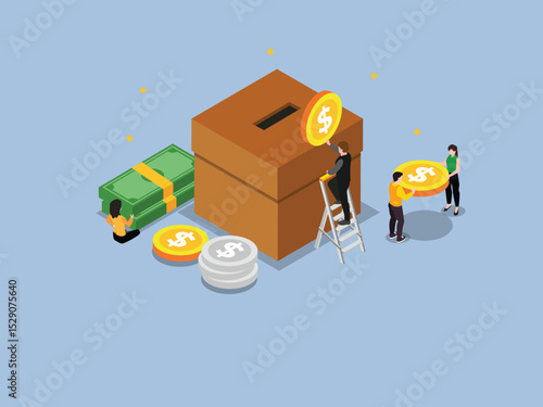 Financial Savings and Investment Fund Management Isometric