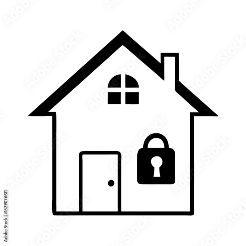 House with a lock icon for property security representation