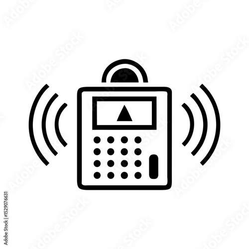 Alarm system icon with sound waves and a lock for  protaction and security technologies