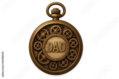Vintage Pocket Watch with Dad Engraving. Generative AI.