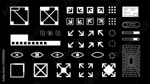 Futuristic streetwear cyberpunk interface element technology graphic vector design template	