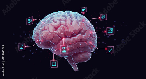 Brain with technology, intelligence system and neural network