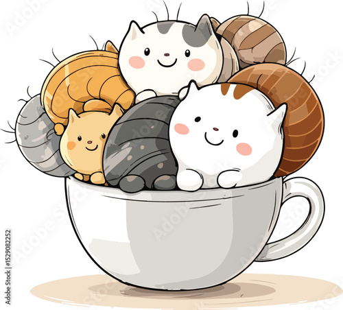  Fox Family Cuddling in Tea Cup snai
