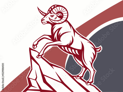 Wallpaper Mural Powerful ram atop a mountain, showcasing strength and ambition. Torontodigital.ca