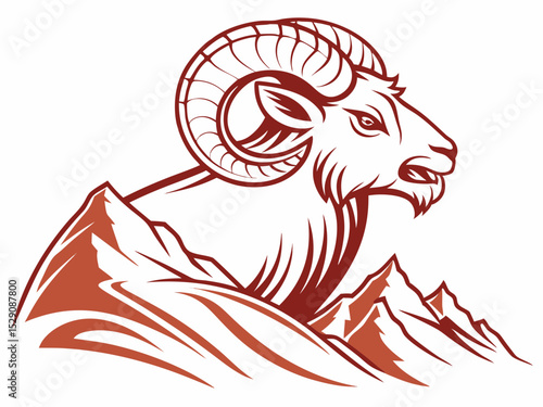 Wallpaper Mural Powerful ram atop a mountain, showcasing strength and ambition. Torontodigital.ca