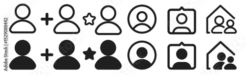 User Profile Icons Set. Avatar, People, Person, Sign Up Symbols on Transparent Background