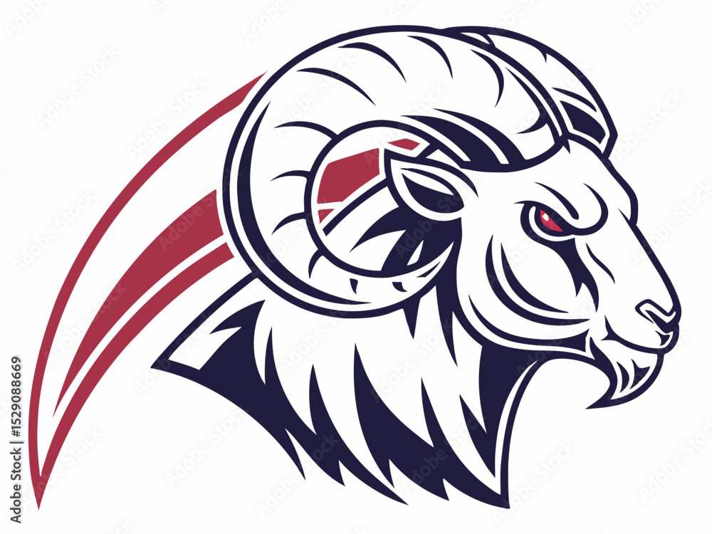 Naklejka premium Powerful ram atop a mountain, showcasing strength and ambition.