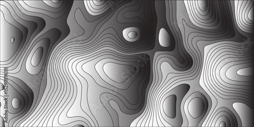 Generate a grayscale abstract topographic map illustration with smooth,flowing contour lines defining varying elevations,creating a sense of depth and three-dimensionality through subtle tonal gradien