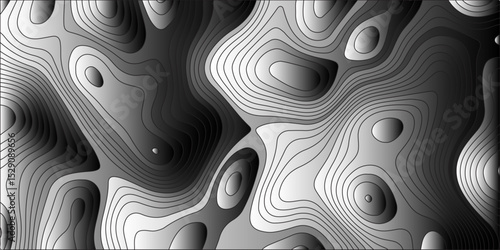 Generate a grayscale abstract topographic map illustration with smooth,flowing contour lines defining varying elevations,creating a sense of depth and three-dimensionality through subtle tonal gradien