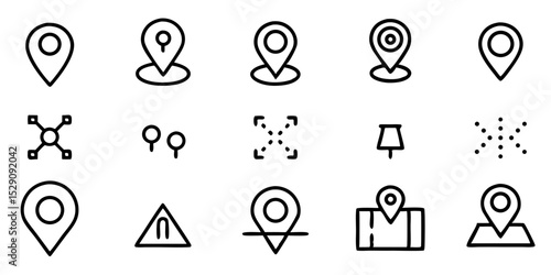 Location pin icons set map markers and navigation symbols
