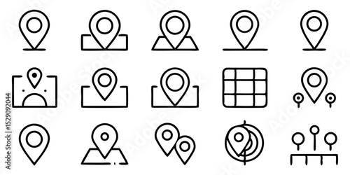 Collection of hand drawn location pin icons