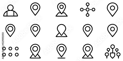 Collection of simple location pin icons