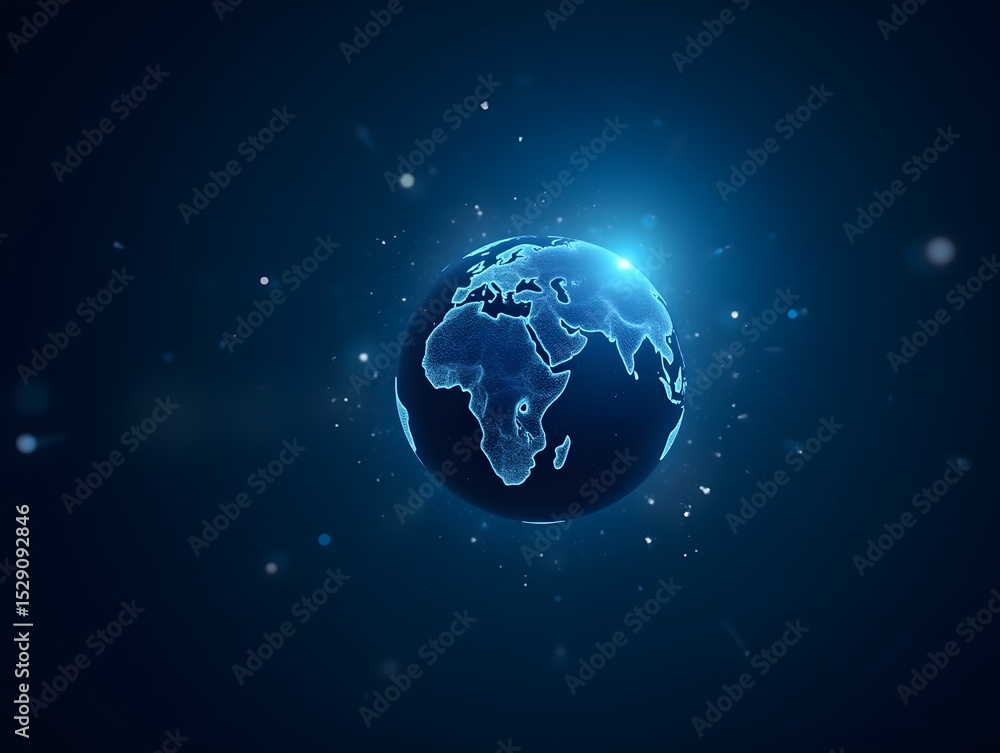 Fototapeta premium Global Network Connection Digital World Earth Globe Communication Technology Concept