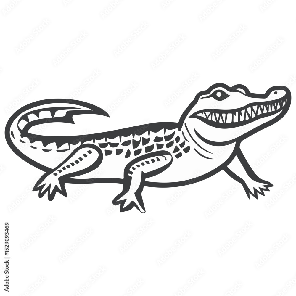 Naklejka premium crocodile, reptile, vector, transparent background, creature, animal, isolated, nature, alligator, amphibian, wildlife, zoo