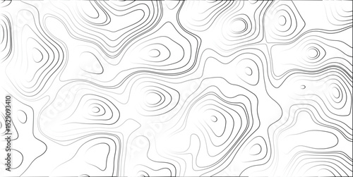 Abstract monochrome topography map illustration features contour lines depicting a digital landscape with a simple gradient pattern across the surface for unique background designs