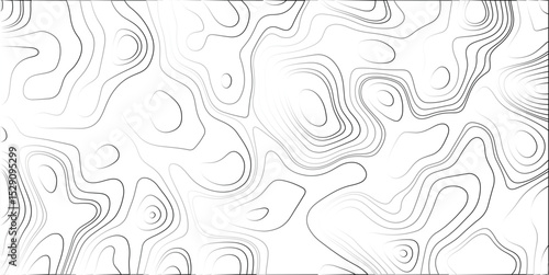Abstract topographic map design featuring layered contour lines in grayscale on a white background suitable for graphical elements and design compositions.