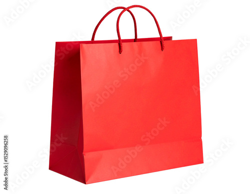 Red Shopping Bag with Handles isolated on transparent background