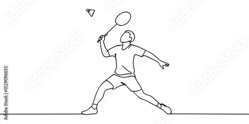 One continuous line drawing of Badminton sports vector illustration. Badminton sports design in simple linear continuous style vector concept. Sports themes design for your asset design illustration.