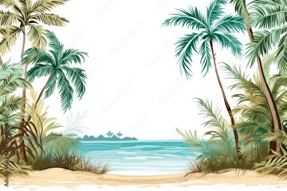 Fototapeta premium Illustration of graphic background outdoors nature beach.