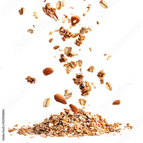 Oat granola falling crunchy muesli