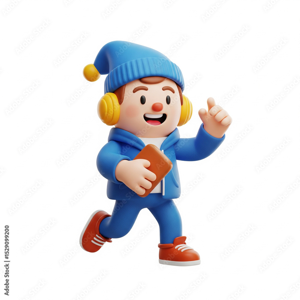 Fototapeta premium 3D illustration of a young happy cartoon boy isolated on white