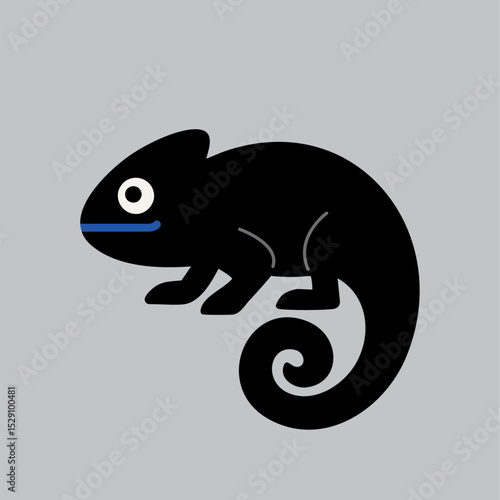 Cute vector chameleon with big eyes, simple design, great for kids' projects and decor.