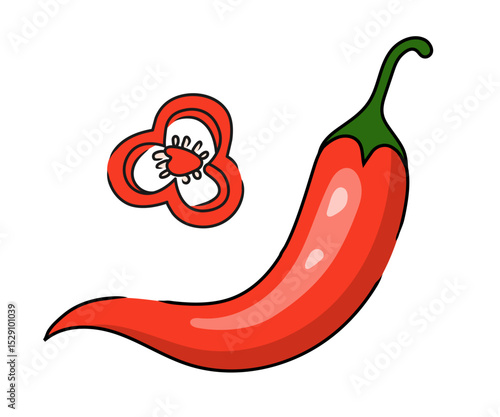 Spicy Chili Pepper Icon Vector. Red Chilli cayenne pepper.