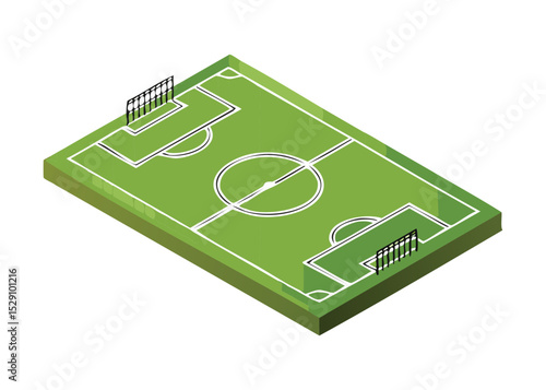 Isometric Soccer Field Goal Area