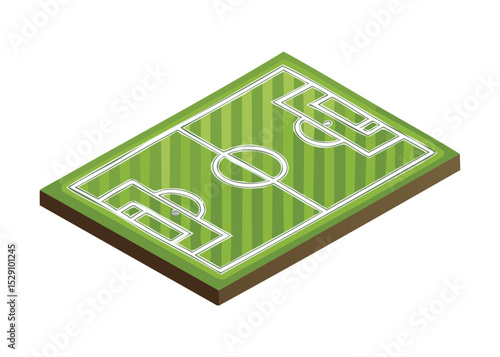 Isometric Soccer Field Green Pitch