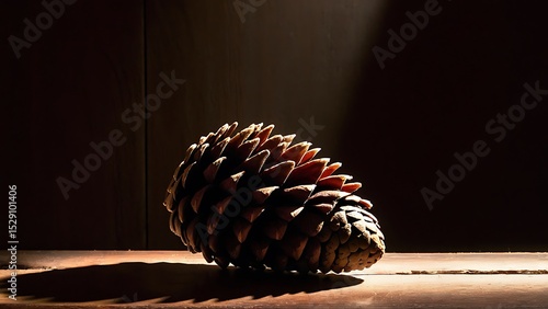 Dramatic Light on a Pinecone - Rustic Natural Still Life for Autumn Mood Boards, Botanical Illustrations, and Forestry Publications.