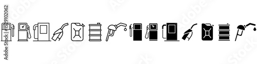 Fuel icon vector set. Fuel station illustration sign collection. Petrol symbol. Gasoline Logo. Collection of petrol pump, oil, gas, petrol web icons.
