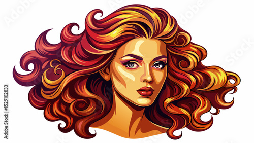 A beautiful woman’s profile featuring voluminous shiny wavy hair and a bold curly hairstyle. This fashion model girl stuns with glowing makeup and timeless beauty captured through perfect cosmetics