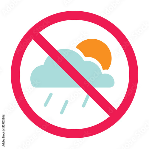 Forbidden sign with weather forecast icon, no weather forecast allowed sign, weather forecast prohibition sign