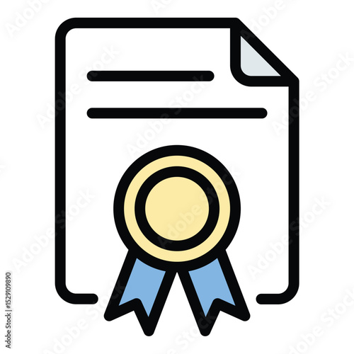 Certificate patent icon flat line style illustration representing intellectual property rights and official documentation, suitable for legal, innovation, and business-related projects