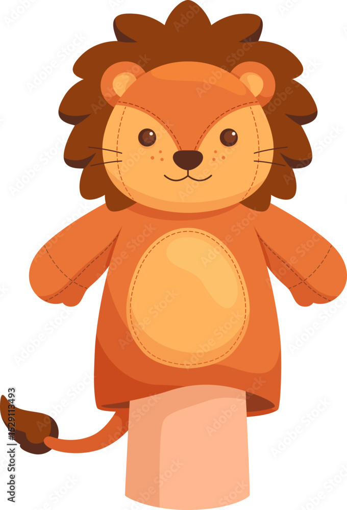Fototapeta premium Cute Lion Hand Puppet Illustration