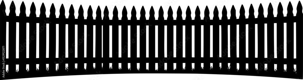 Black and white silhouette of a picket fence protecting the yard
Black and white silhouette of a picket fence protecting the yard