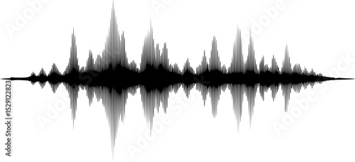 Abstract black waveform vector illustration on white background conveying sound patterns
