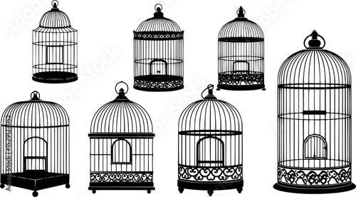 Collection of Six Vintage Style Birdcages in Varied Shapes and Designs
