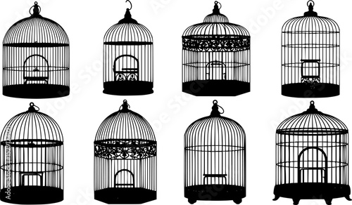 Collection of Six Vintage Style Birdcages in Varied Shapes and Designs
