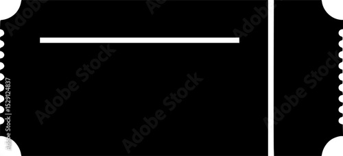 Simple vector illustration of a black ticket with a perforated line
