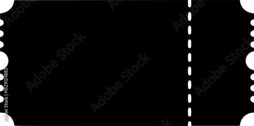Simple vector illustration of a black ticket with a perforated line
