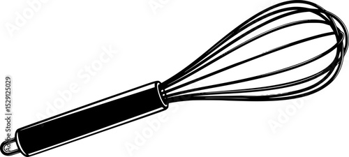 Black and white whisk illustration for cooking and baking preparation

