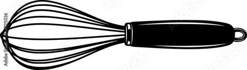Black and white whisk illustration for cooking and baking preparation
