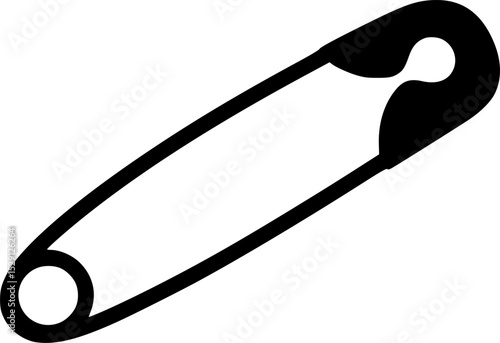 Simple black and white safety pin illustration on a white background
